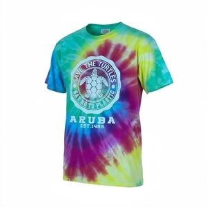 Sea Man Tie Dye Small Short Sleeve Tee Shirt Rainbow Save the Turtle Aruba